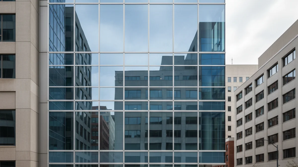 Fachada de oficinas modernas en Barcelona, representando la sede de Amazon en el 22@