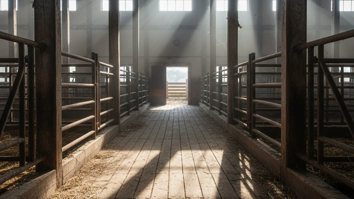 Imagen simbólica de ganado bovino o una granja vacía, representando la pérdida productiva.