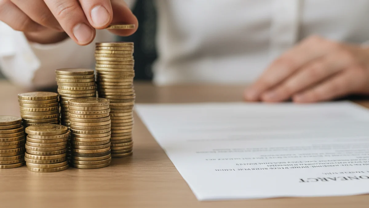 Imagen genérica de un contrato de alquiler o de una pila de monedas que representan el coste de la vivienda.