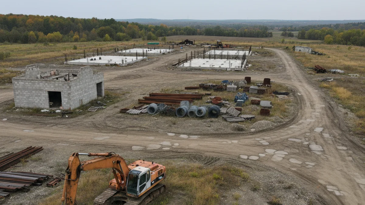 Imagen genérica de una instalación industrial abandonada o un terreno preparado para la construcción.