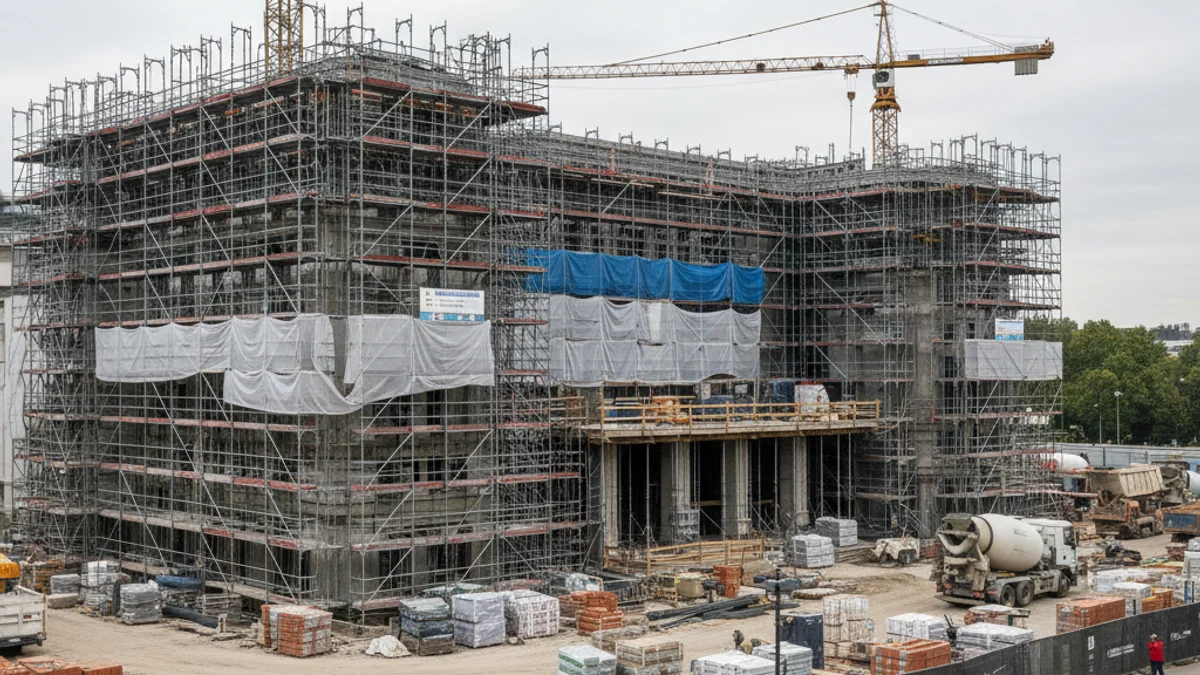 Imagen genérica de una obra pública con andamios y materiales de construcción.
