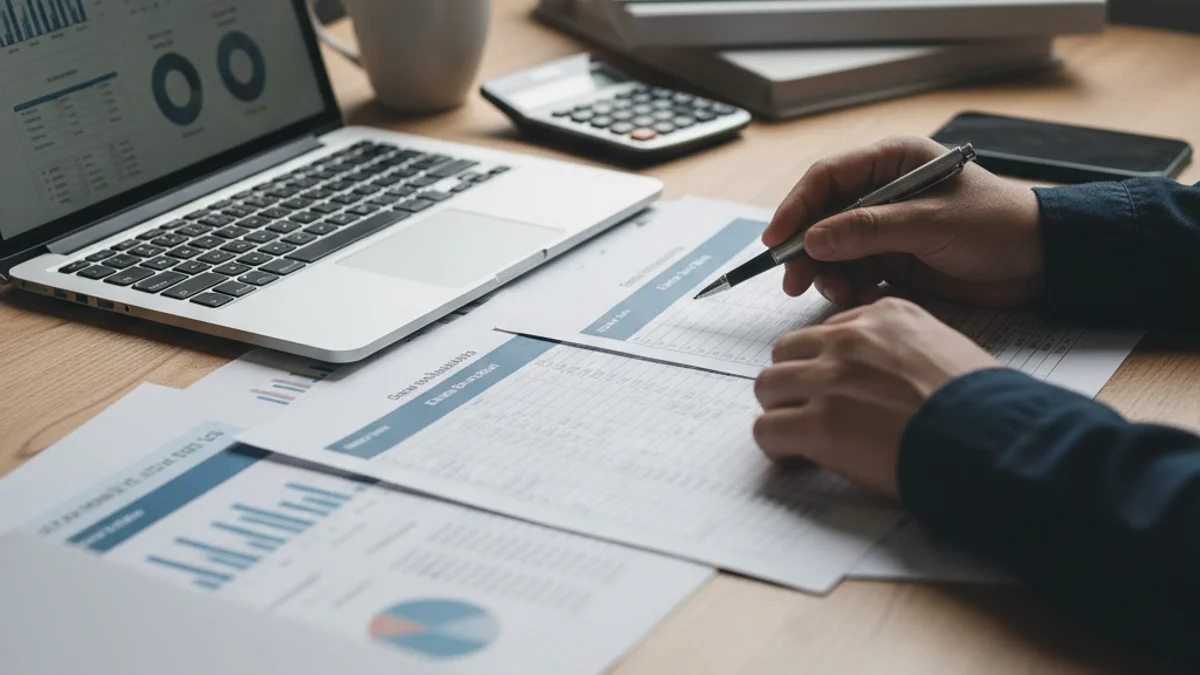 Representación genérica de documentos financieros o una mano firmando un formulario de solicitud de ayuda económica.