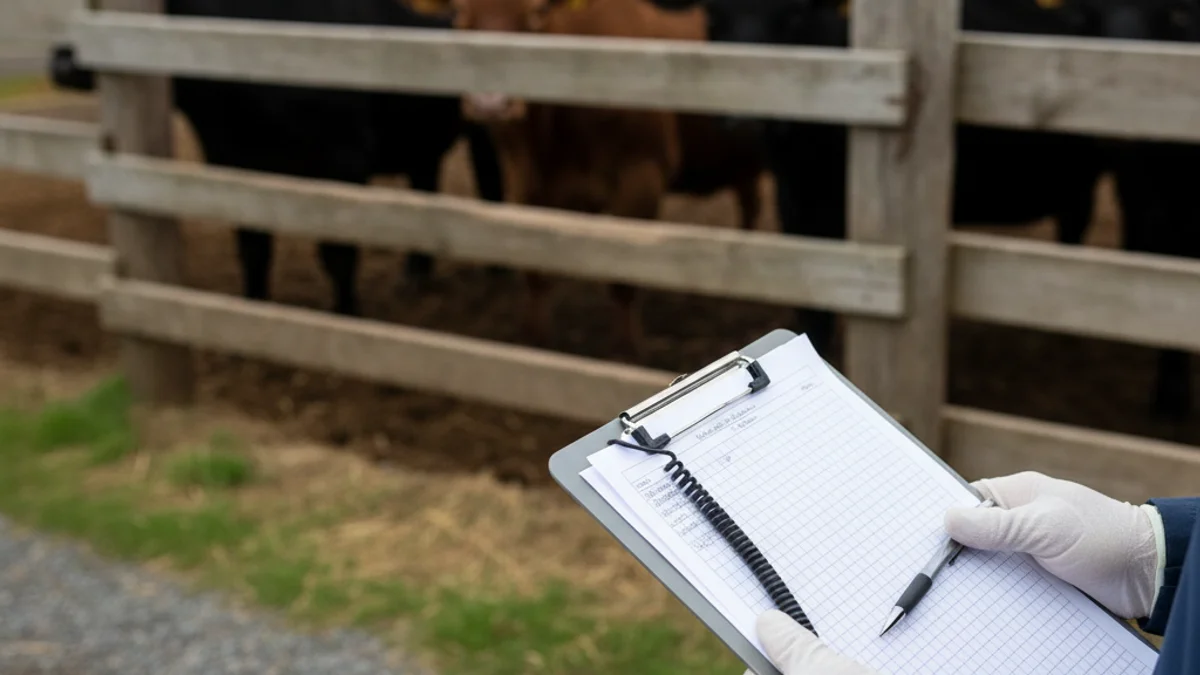 Imagen genérica de un corral de vacas o de un inspector agrícola tomando notas en una explotación ganadera.