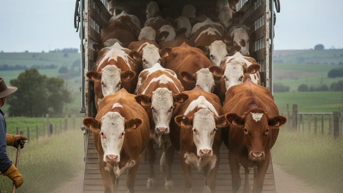 Ganaderos moviendo ganado vacuno en una zona rural, simbolizando el levantamiento de las restricciones sanitarias.