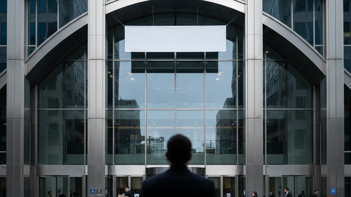 Imagen genérica de la entrada de un parque temático o de una reunión corporativa, sin personas reconocibles.