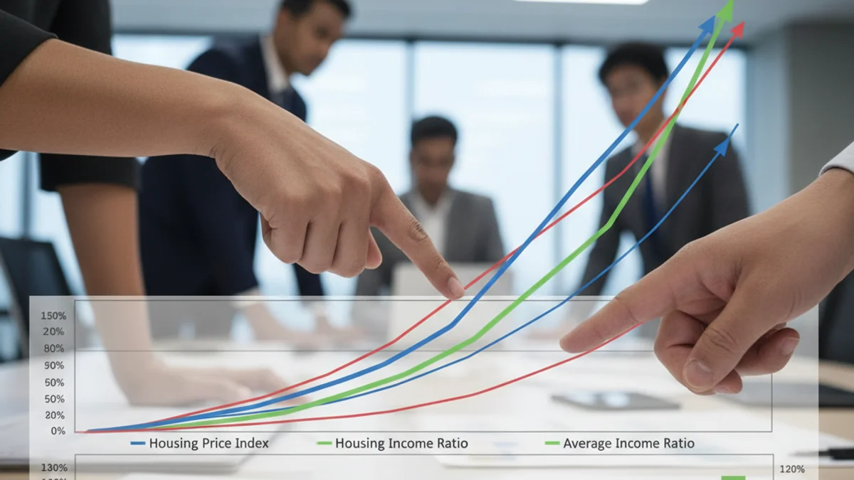 Gráfico que muestra la relación entre los precios de la vivienda y la renta disponible en varias localidades de la Franja de Ponent.