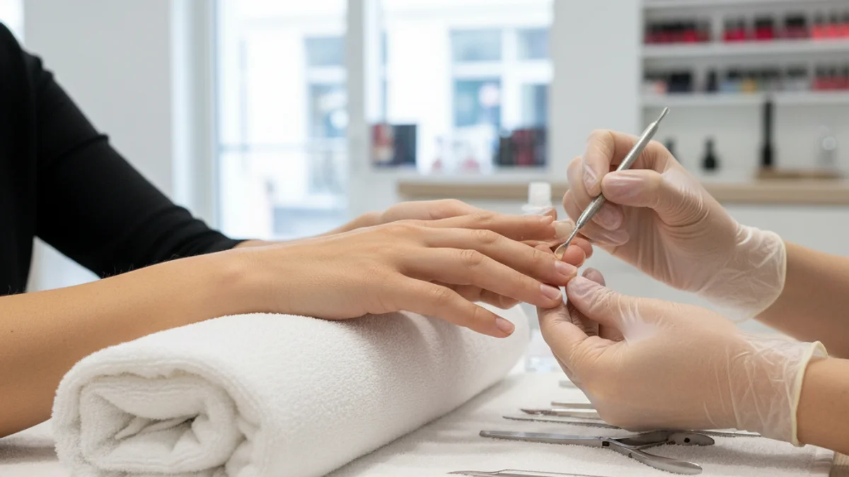 Imagen genérica de una persona recibiendo un tratamiento de uñas en un salón moderno y bien iluminado.