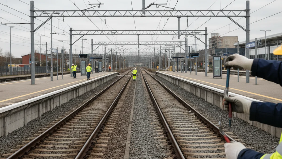 Imagen genérica de vías de tren o catenarias en una estación de Rodalies, simbolizando la inversión en mantenimiento.