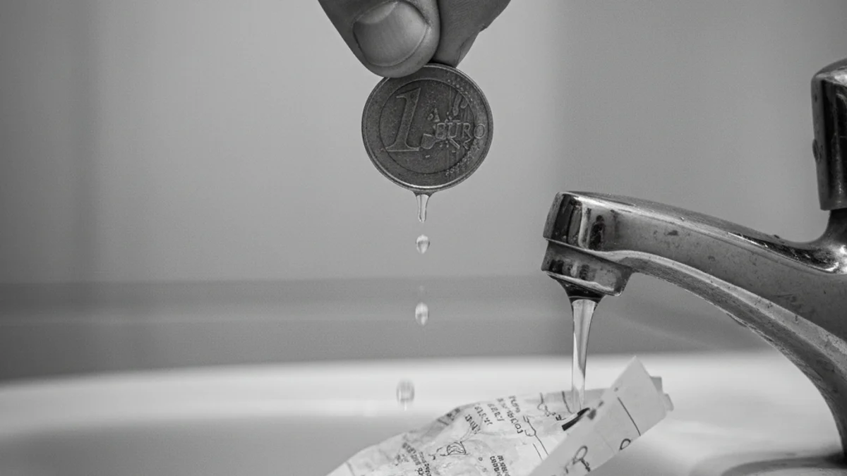 Detalle de una factura de agua con un aumento de precio, simbolizando la subida del canon.