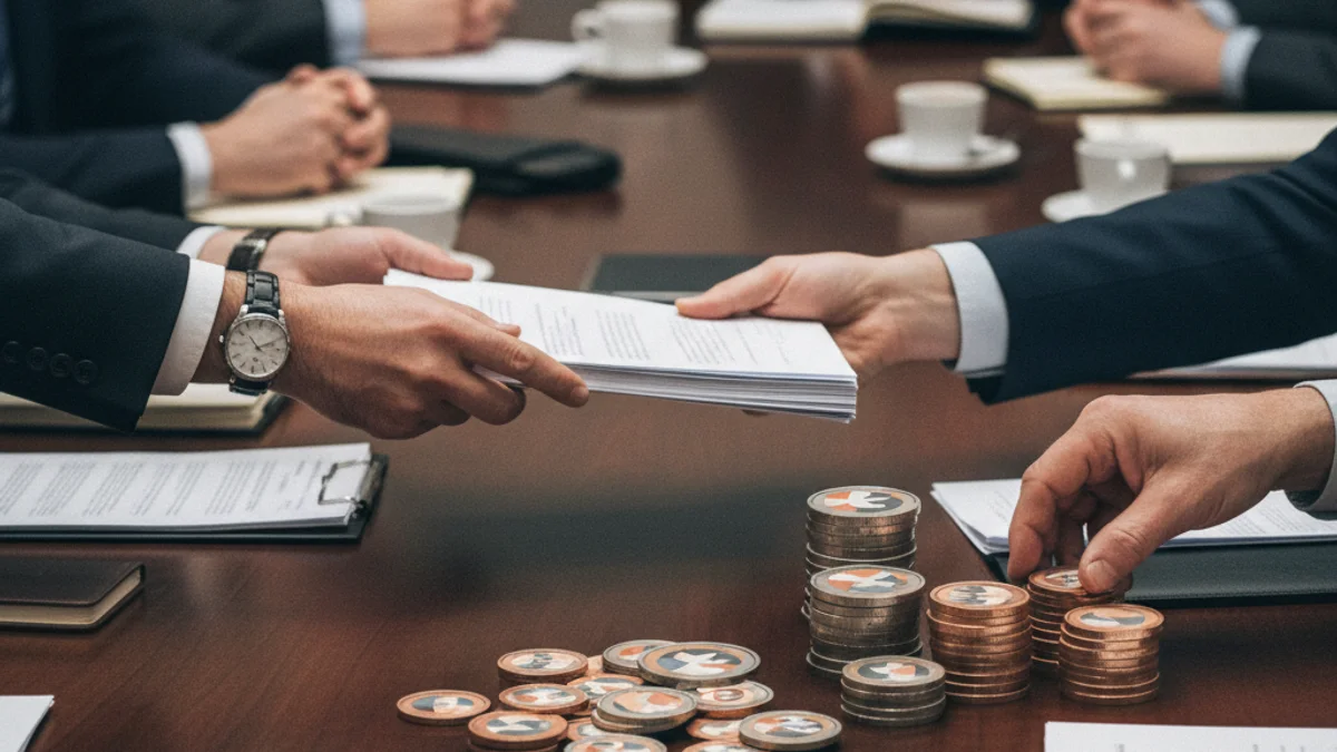 Representación visual de la distribución de fondos entre administraciones, con gráficos o pilas de monedas.