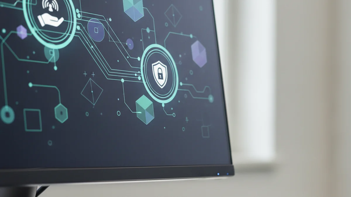 Ilustración abstracta que representa la gestión de la privacidad digital y el consentimiento de datos en línea.