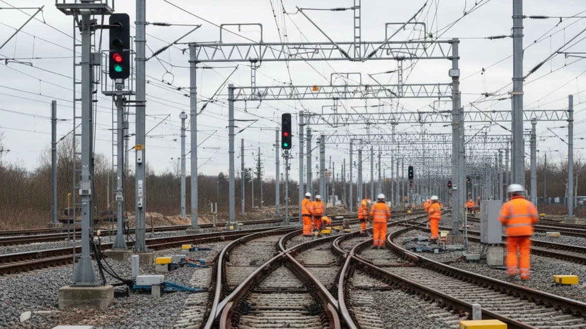 Imagen genérica de una estación de tren moderna o de una vía de Rodalies en obras de mantenimiento.