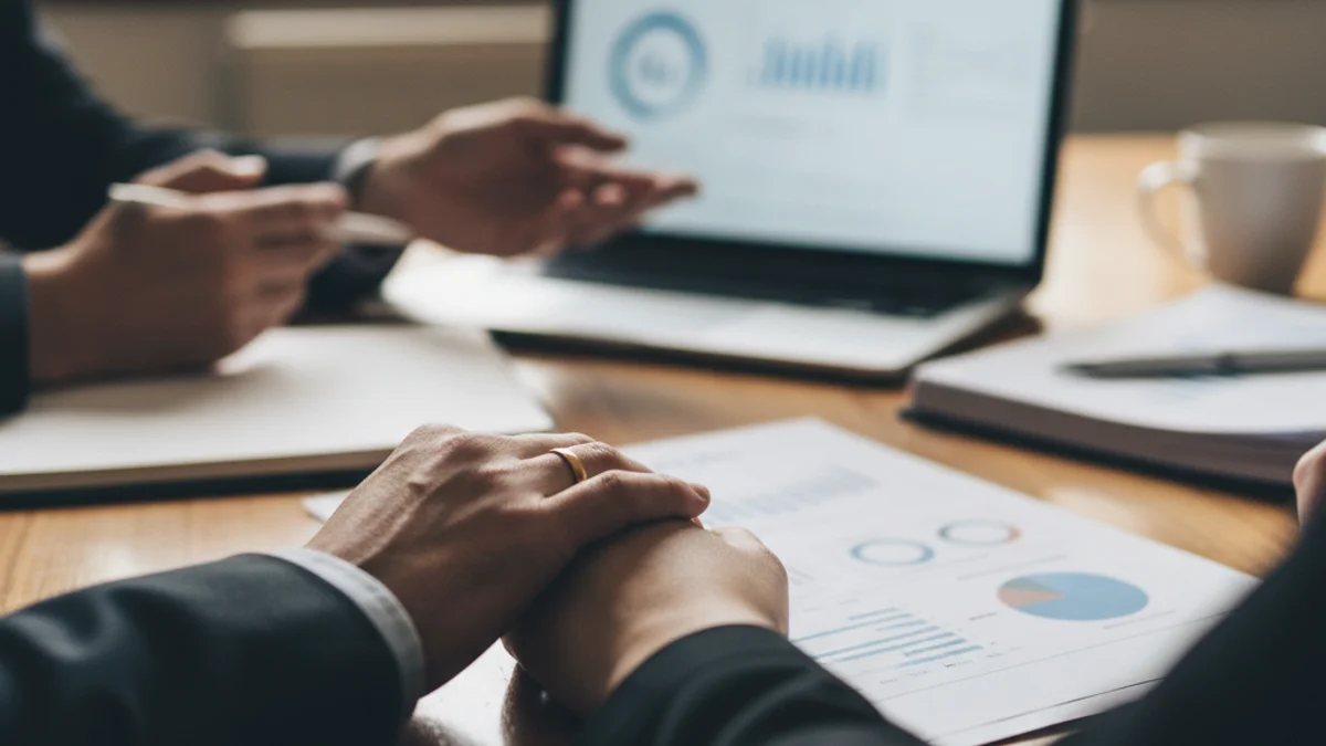Imagen genérica de una sesión de asesoramiento empresarial, con documentos y manos sobre una mesa.