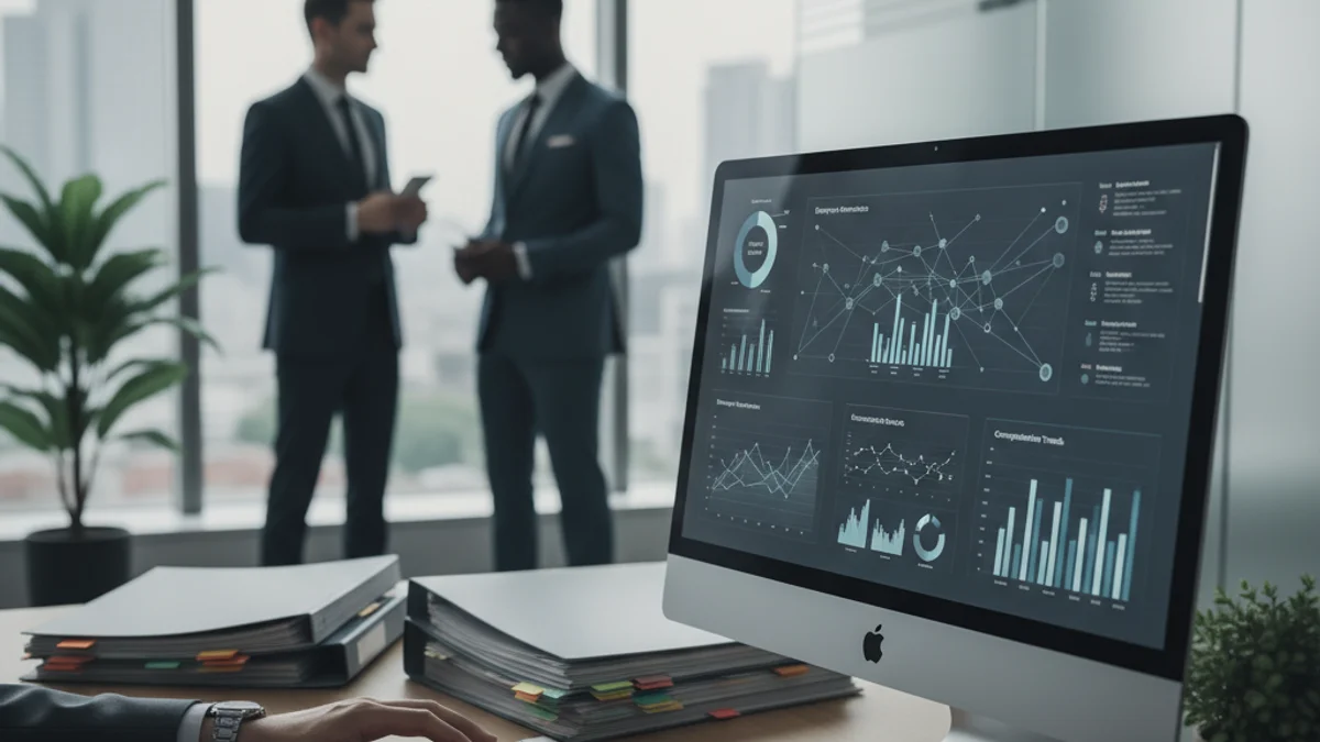 Una silueta profesional trabajando en un entorno de oficina moderno, simbolizando la gestión de recursos humanos.