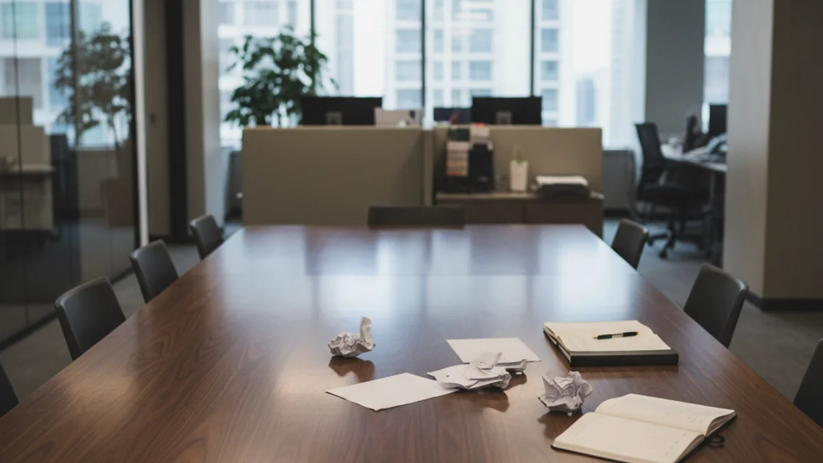 Representación genérica de una reunión de negocios o una mesa de conferencias vacía, simbolizando la Cámara de Comercio.
