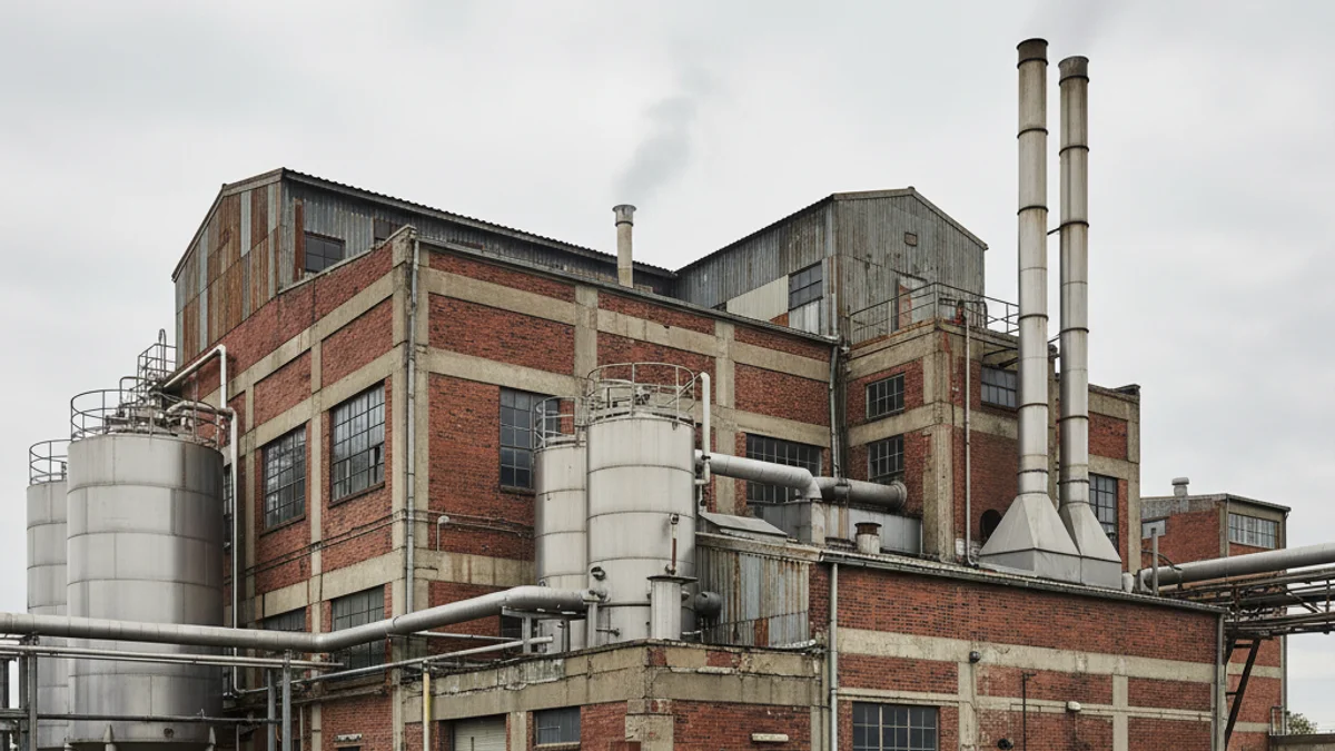 Imagen genérica de un edificio antiguo o una fábrica en subasta, simbolizando un bien heredado por la administración pública.