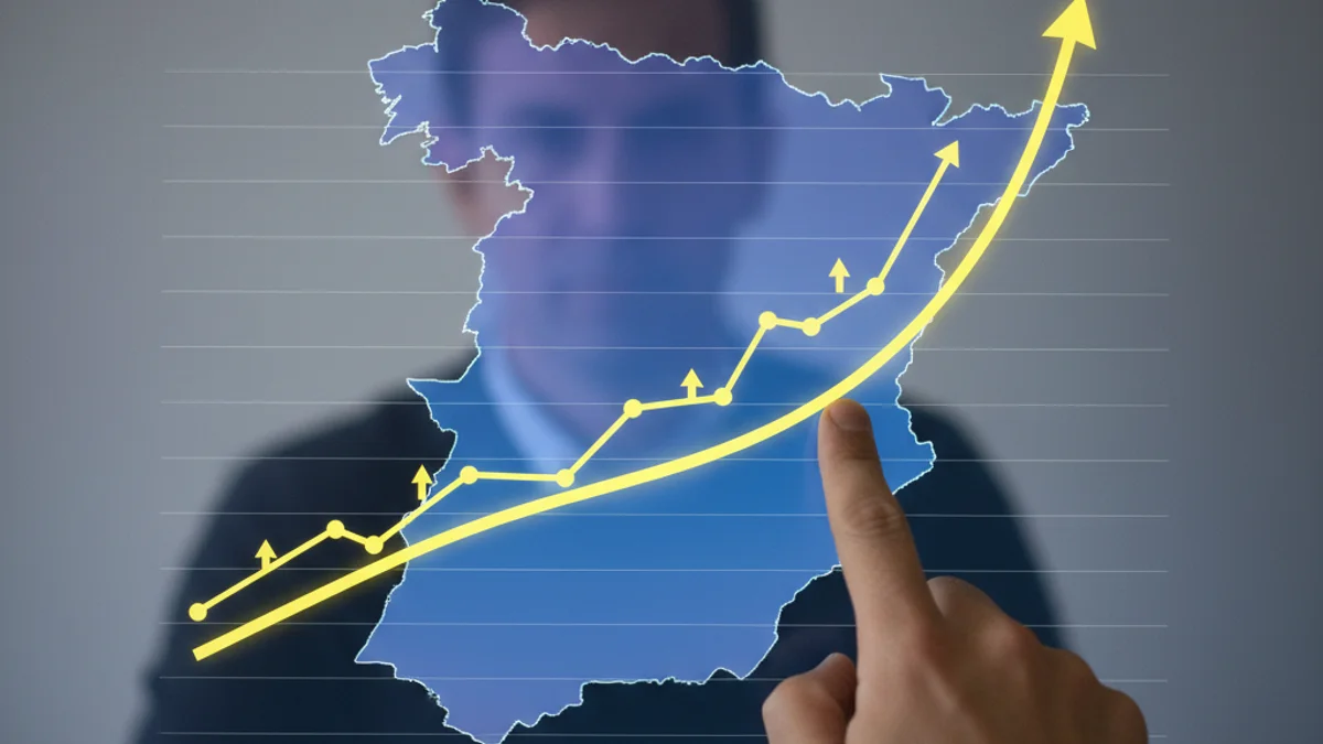 Gráfico o representación abstracta de la evolución de los precios de la vivienda de alquiler en Cataluña.