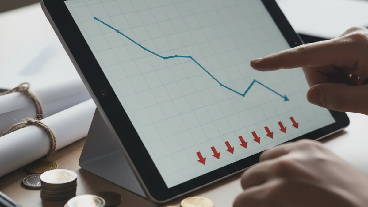 Gráfico abstracto que representa la caída de la tasa de morosidad en una economía doméstica.