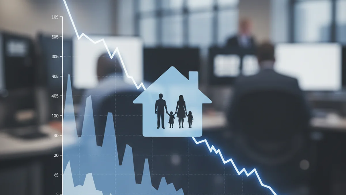 Gráfico que muestra la tendencia a la baja de la tasa de morosidad de los hogares a lo largo de los años.