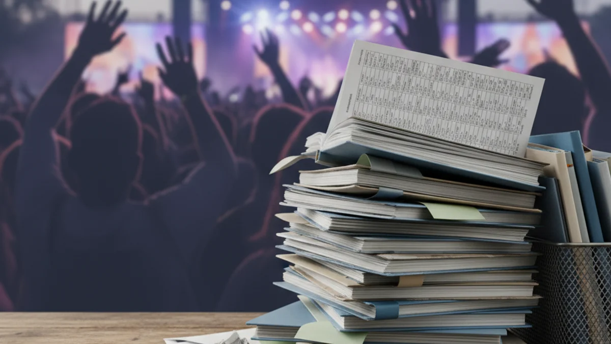 Documentos de auditoría e informes financieros apilados, simbolizando la fiscalización de fondos públicos.