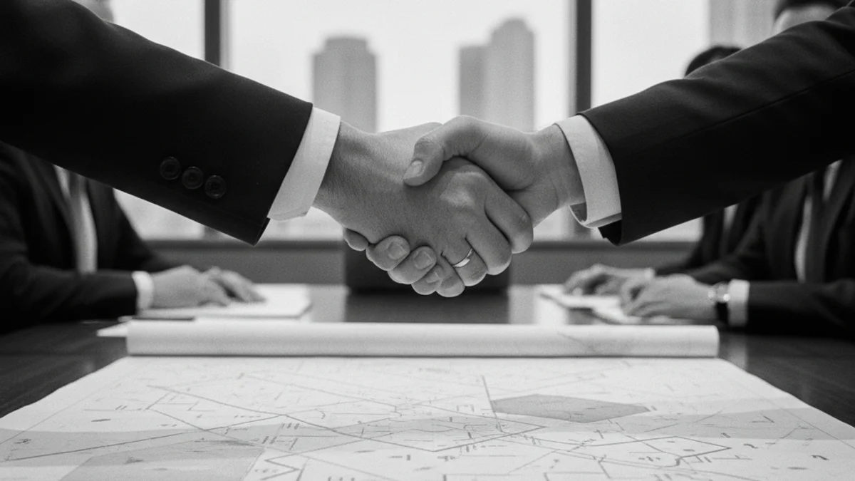 Representación visual del intercambio comercial global, con mapas o figuras abstractas que simbolizan la unión de dos grandes bloques económicos.