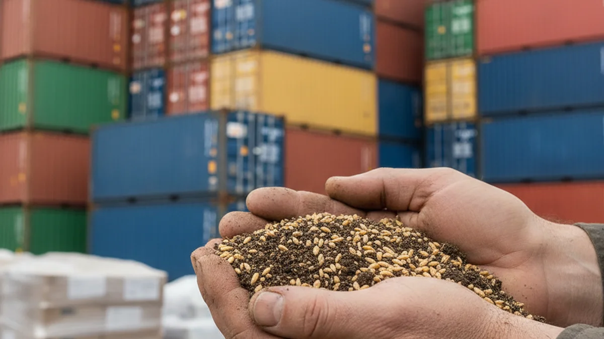 Representación visual de la preocupación de los agricultores europeos ante la competencia del comercio internacional.