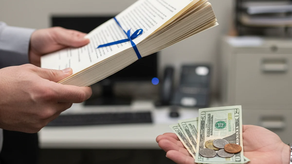 Imagen genérica de unas manos manipulando documentos legales y dinero, simbolizando la gestión de una herencia con deudas.