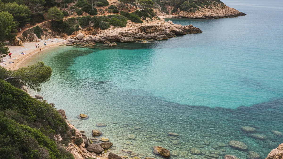 Imagen genérica de una cala o playa de L'Ametlla de Mar, destacando el agua cristalina y el paisaje costero.