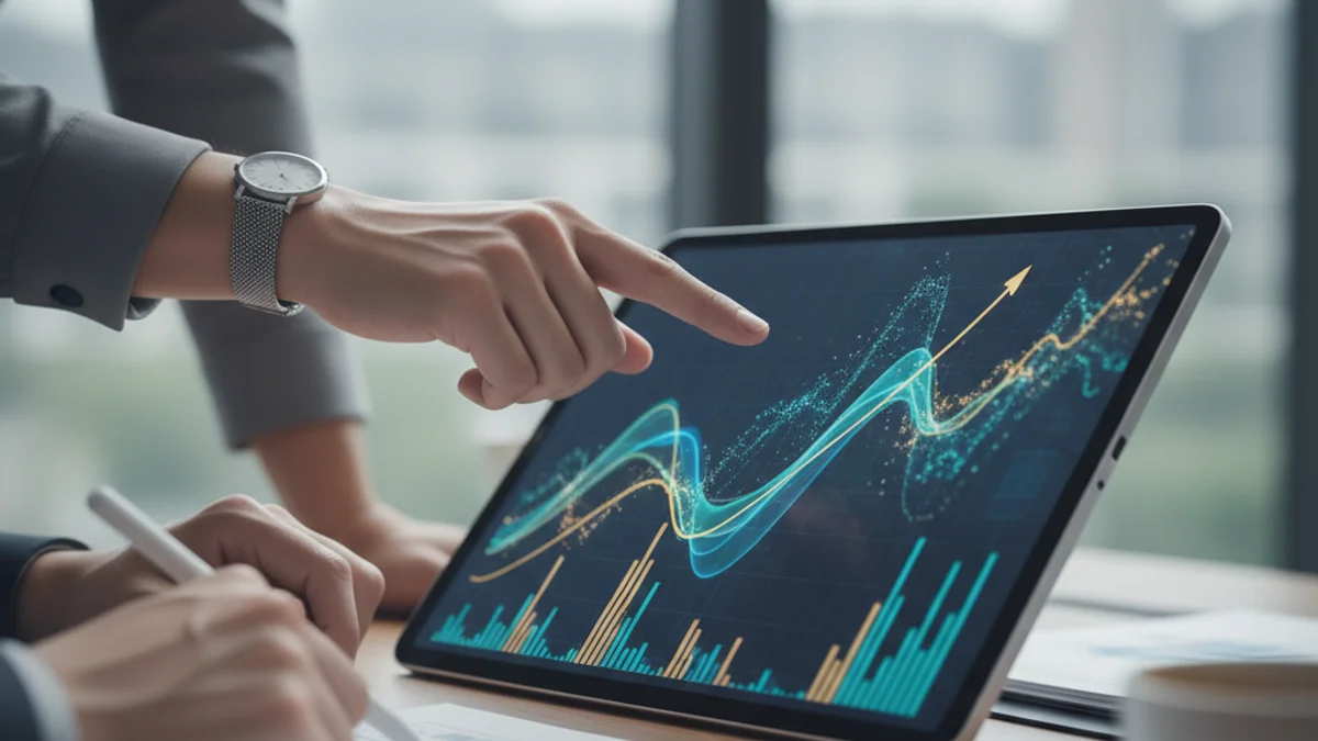 Gráfico bursátil o representación abstracta del crecimiento económico y la inversión.