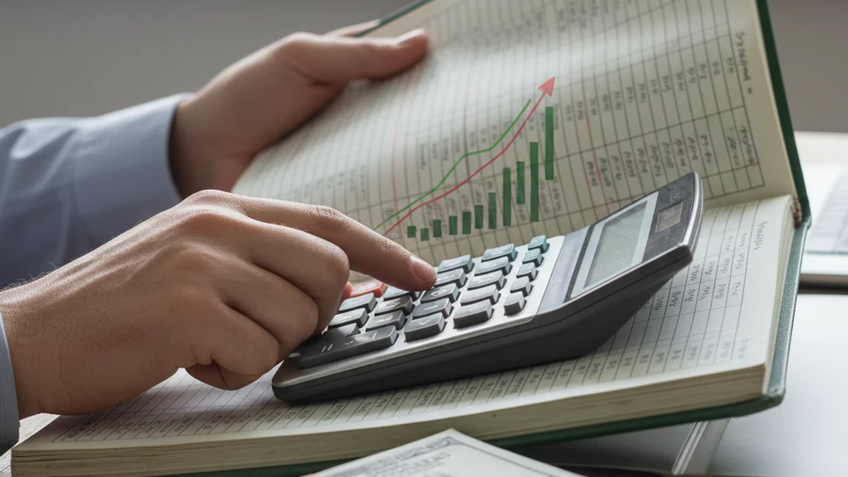 Representación abstracta de finanzas municipales o un balance económico positivo con documentos y cifras.