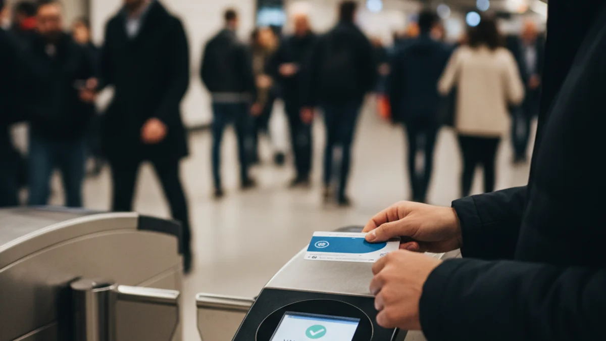 Imagen genérica de una persona validando un título de transporte en un torno de acceso al metro de Barcelona.