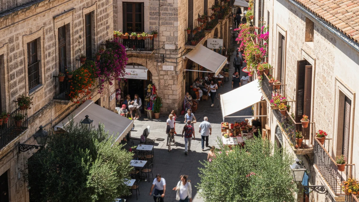 Una vista panorámica de la ciudad de Barcelona con edificios modernistas y el mar Mediterráneo al fondo.