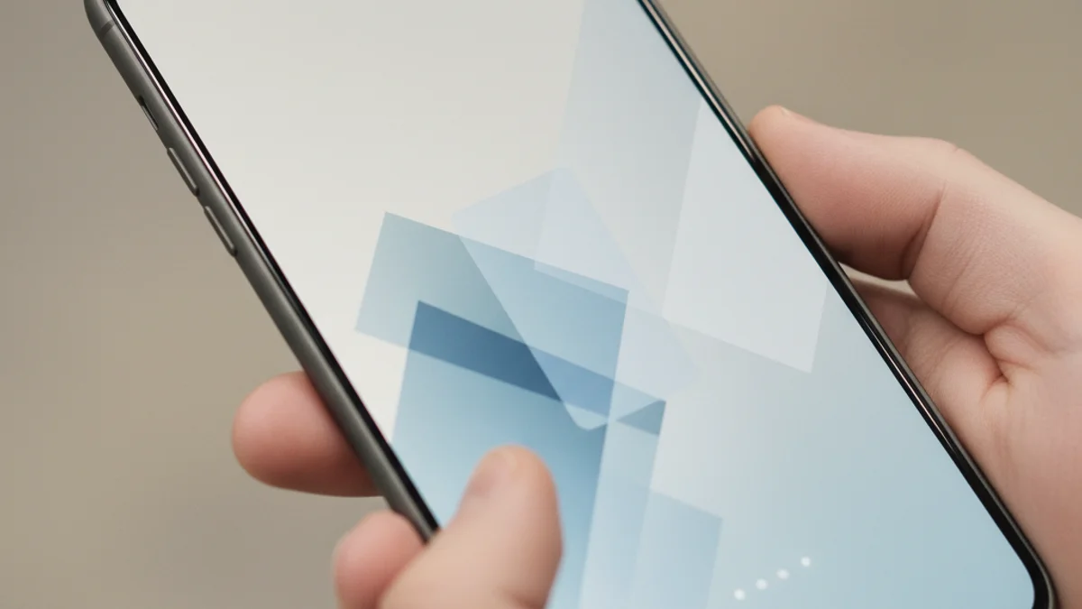 Representación visual de un teléfono inteligente futurista con una pantalla limpia y sin orificios visibles.