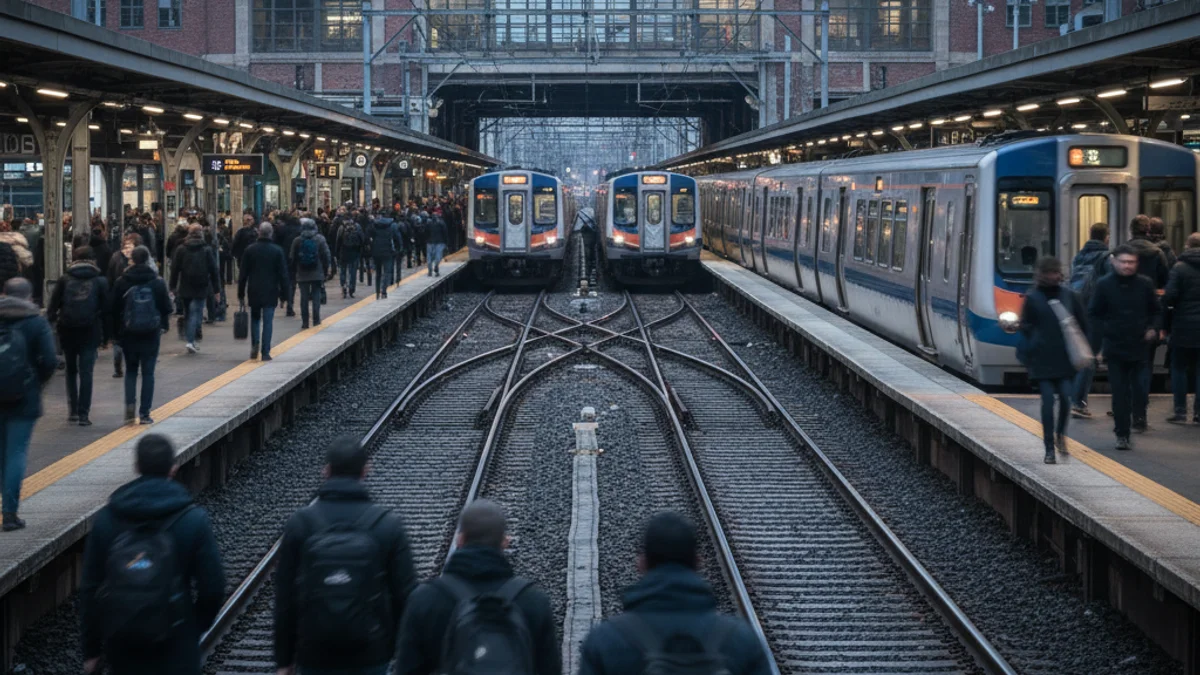 Vías de tren de la red de Rodalies en una estación, simbolizando la inversión en infraestructuras ferroviarias.