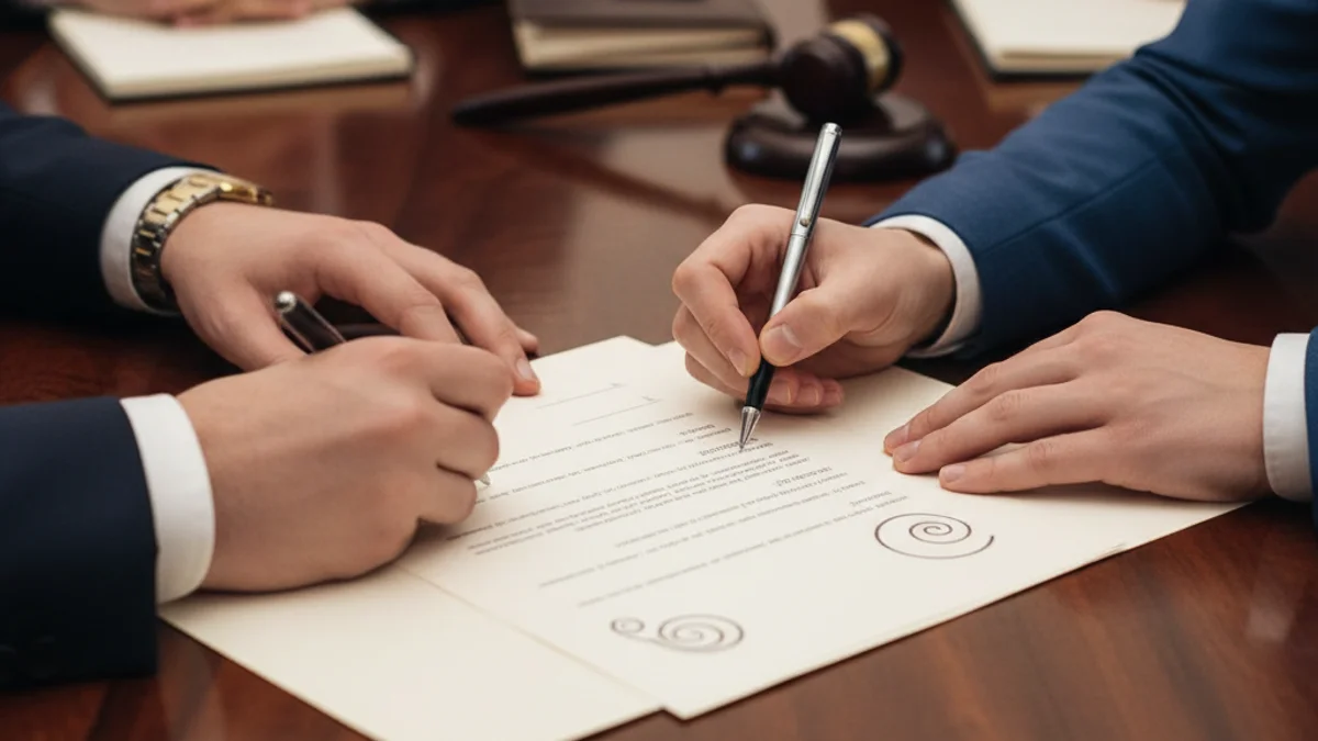 Imagen genérica de una reunión institucional o de unas manos firmando un acuerdo sobre transporte ferroviario.