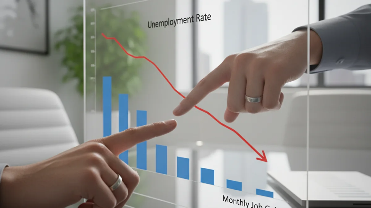 Gráfico que representa la evolución de los datos de desempleo en una oficina de empleo.