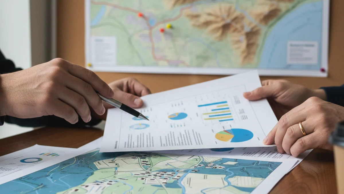 Representación genérica de documentos de subvenciones o proyectos económicos sobre una mesa de trabajo.