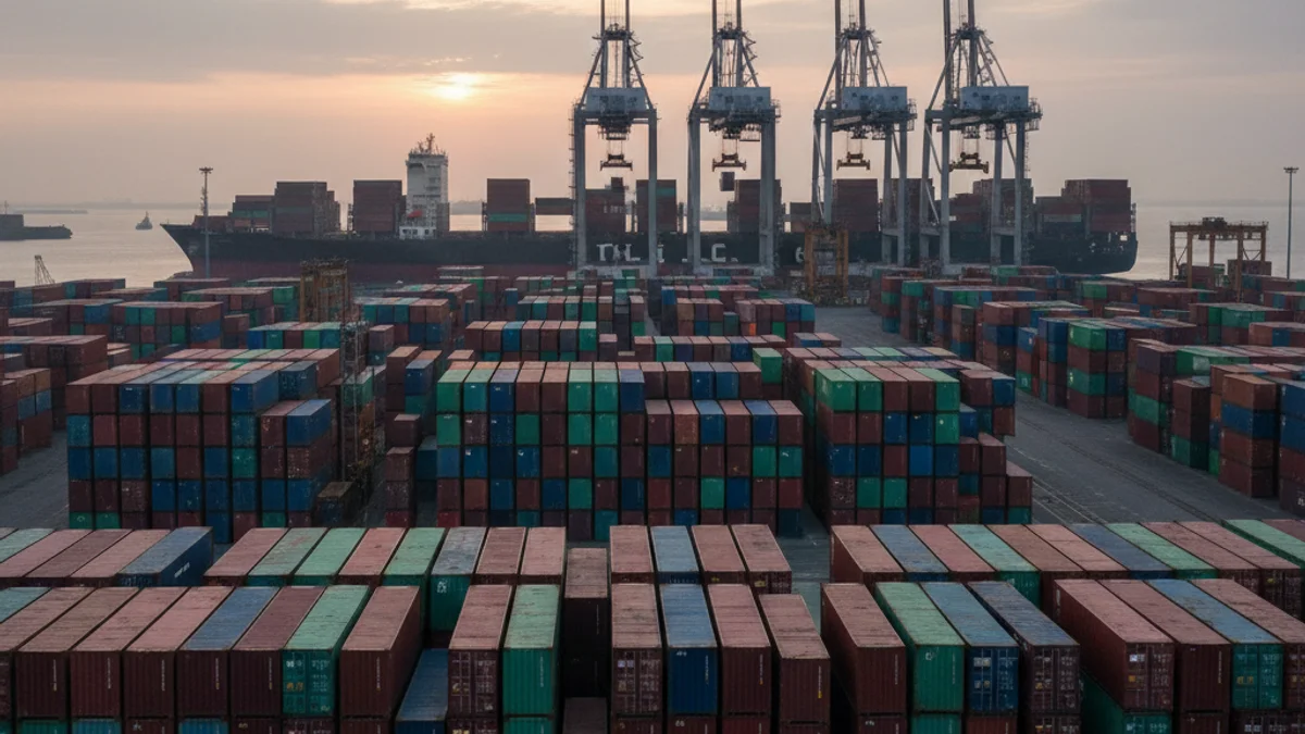 Contenedores y buques de carga en el Puerto de Tarragona, simbolizando el comercio internacional y la logística.