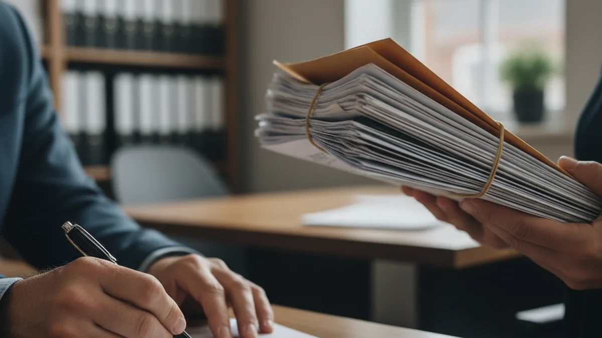 Documentación legal relacionada con la cancelación de deudas o la Ley de Segunda Oportunidad sobre una mesa.