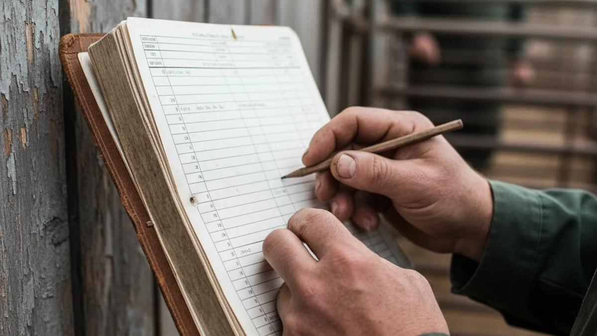 Imagen genérica de un trabajador del sector porcino revisando documentos administrativos relacionados con las restricciones sanitarias.
