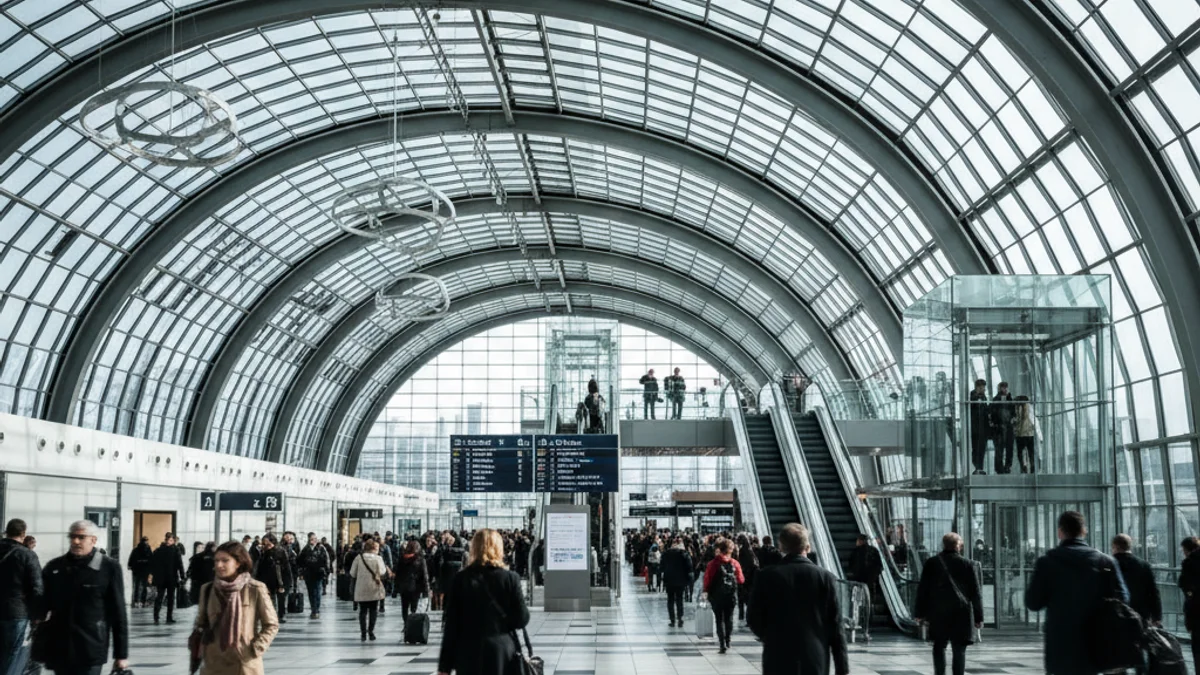 Imagen genérica del interior de una terminal aeroportuaria con pasajeros y arquitectura moderna.