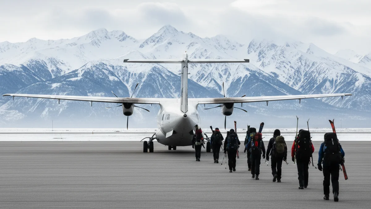 Imagen genérica de esquiadores recogiendo equipamiento en el aeropuerto para iniciar la temporada de invierno.