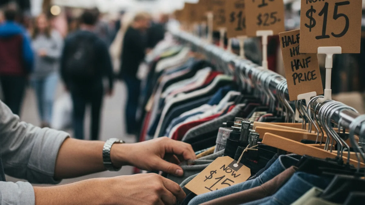 Imagen genérica de un mercado de rebajas con productos y precios con descuento.