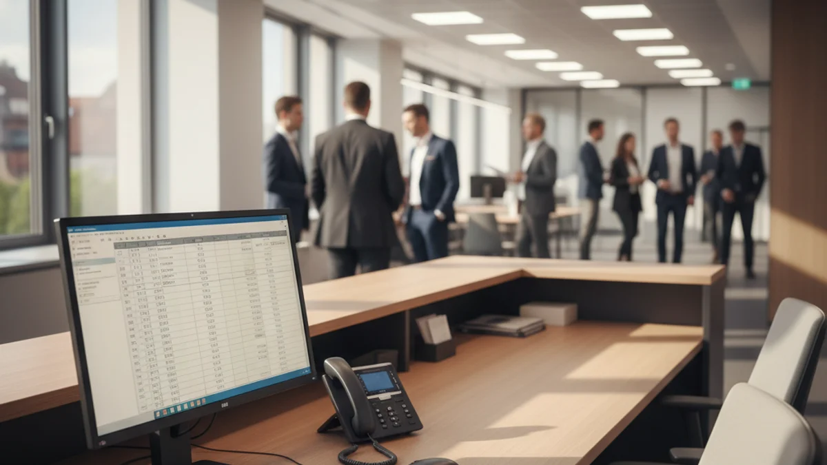 Imagen genérica de una recepción de oficina con un teléfono y un ordenador.
