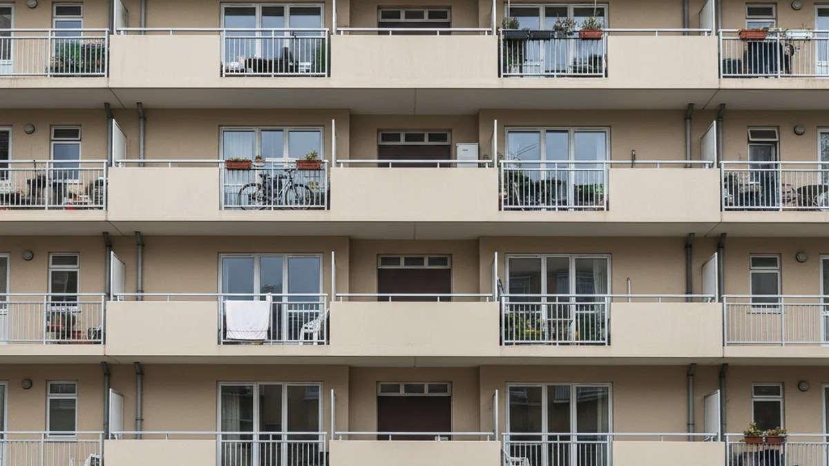 Imagen genérica de un edificio de apartamentos con balcones, simbolizando la vivienda de alquiler.