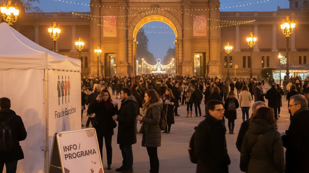 Imagen genérica de la entrada de un gran congreso tecnológico con gente y folletos informativos.
