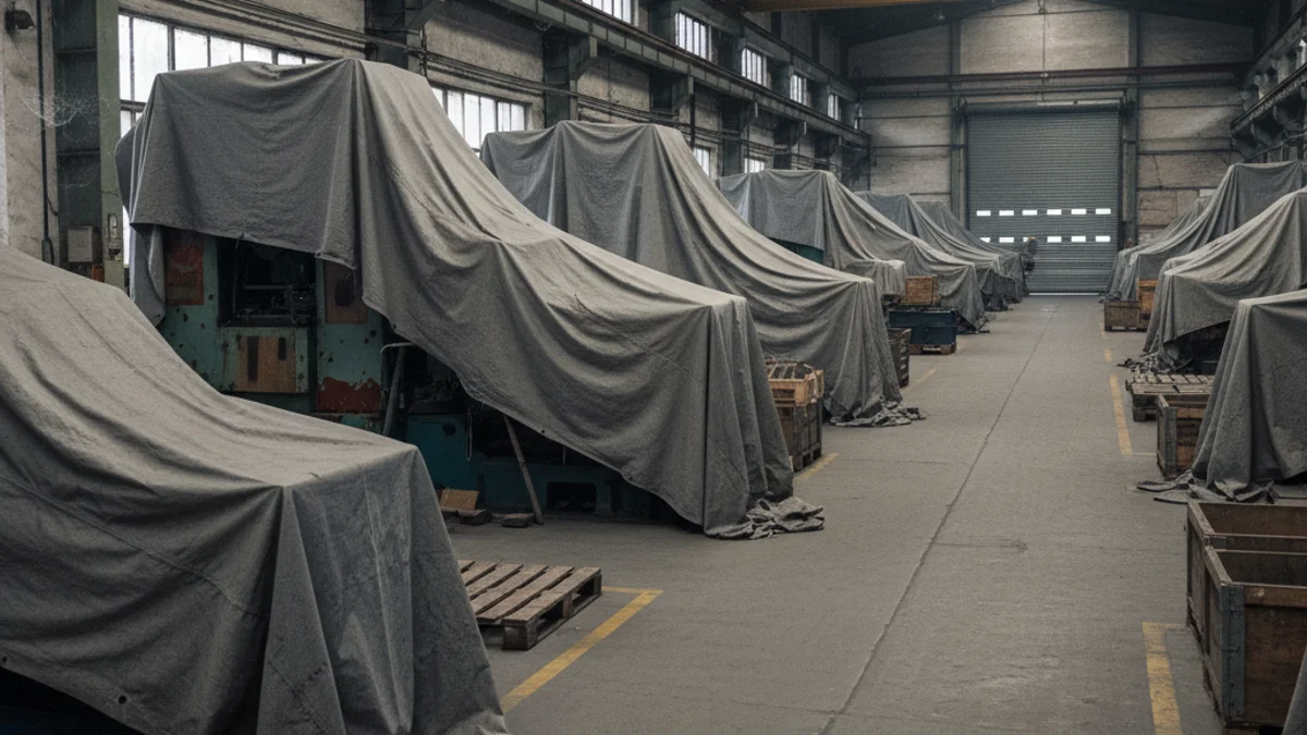 Imagen genérica de una fábrica o nave industrial con la producción detenida, simbolizando la crisis empresarial.