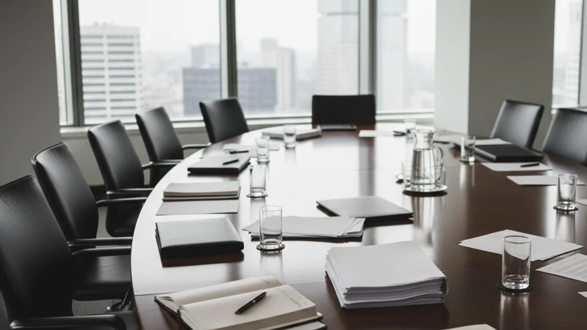 Imagen genérica de una reunión de consejo de administración o de una sede corporativa bancaria.
