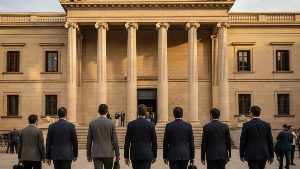 Imagen genérica de la fachada del Parlamento de Cataluña durante una jornada de actividad institucional.