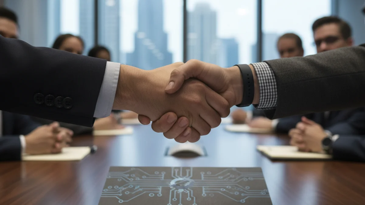 Representación visual de una colaboración público-privada en el ámbito tecnológico y audiovisual en Barcelona.